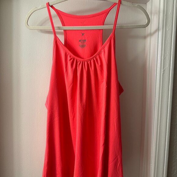 Old Navy Active Bright Orange Strappy Workout Tank With Drawstring Hem - Picture 1 of 6